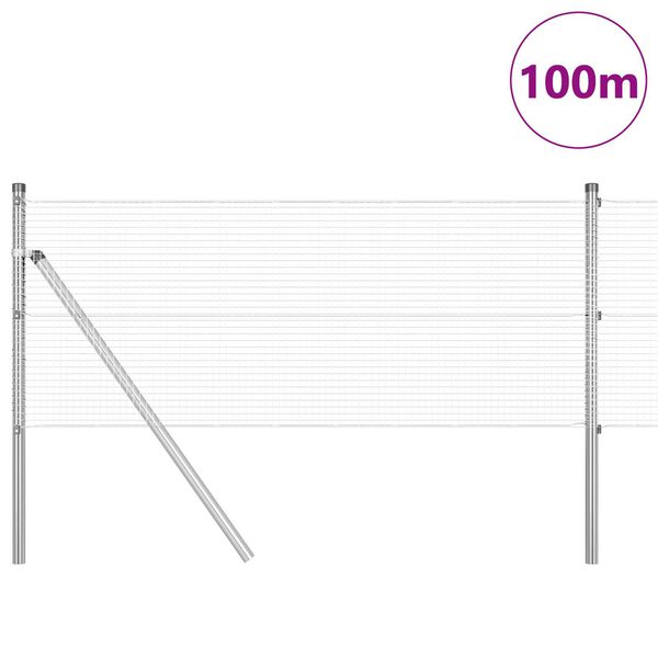 vidaXL Fence Post Silver 100 x 0.5 m (16 x 16 mm mesh) Steel