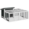 vidaXL Rabbit Hutch Grey 144x123x67,5 cm Solid Wood Pine