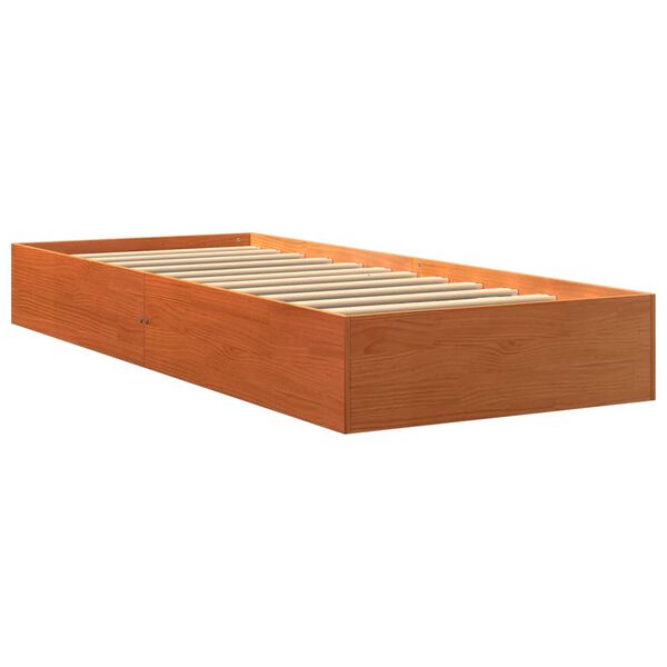 vidaXL Bed Frame without Mattress Wax Brown 90x190 cm Single Solid Wood Pine