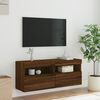 vidaXL TV Wall Cabinet with LED Lights Brown Oak 100x30x40 cm