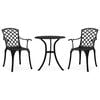 vidaXL 3 Piece Bistro Set Cast Aluminium Black