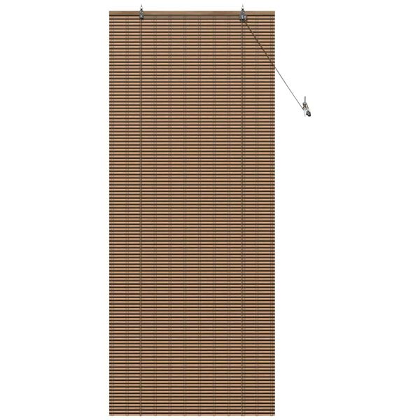 vidaXL Roller Blind with Curtains Manual Brown 90 x 220 cm Bamboo
