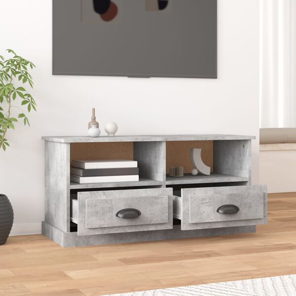 vidaXL TV Cabinet Concrete Grey 93x35.5x45 cm Engineered Wood