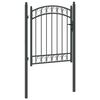 vidaXL Fence Gate with Lock Grey 150 x 100 cm Powder-coated steel