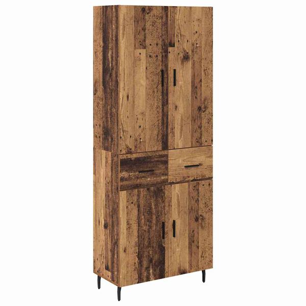 vidaXL Highboard with Drawer 2 pcs Old Wood Engineered Wood and Glass