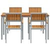 vidaXL Garden Dining Set 5 pcs Grey Solid Acacia Wood