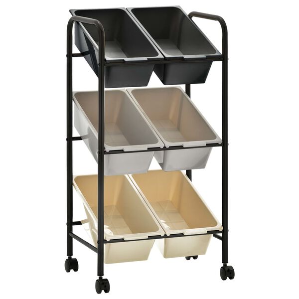 vidaXL 6-Basket Toy Storage Trolley Ombre Plastic