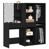 vidaXL LED Dressing Table Set with Drawer Black Oak 140 x 40 x 140 cm