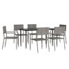 vidaXL 7 Piece Garden Dining Set Grey and Black Poly Rattan and Steel