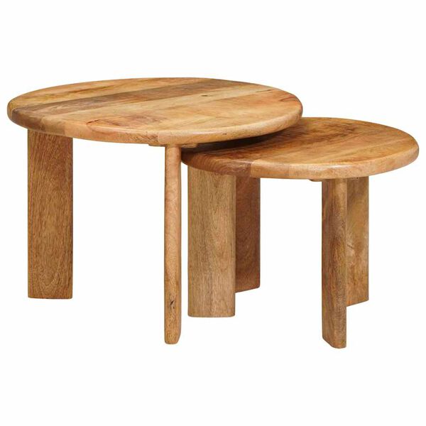 vidaXL Nesting Tables 2 pcs Brown Solid Mango Wood