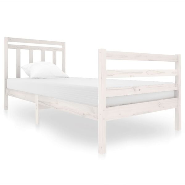 vidaXL Bed Frame without Mattress White Solid Wood 90x200 cm