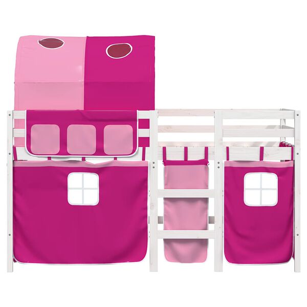 vidaXL Kids' Loft Bed with Tunnel without Mattress Pink 90x190 cm Single