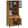 vidaXL Highboard with Glass Doors FLAM 80x40x180 cm Solid Wood Pine