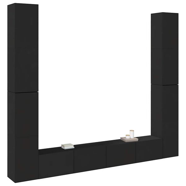 vidaXL 6 Piece TV Cabinet Set Black Engineered Wood