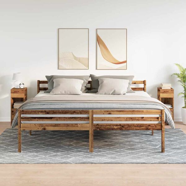 vidaXL Bedside Cabinets 2 pcs with Drawer Old Wood 25x31x66 cm