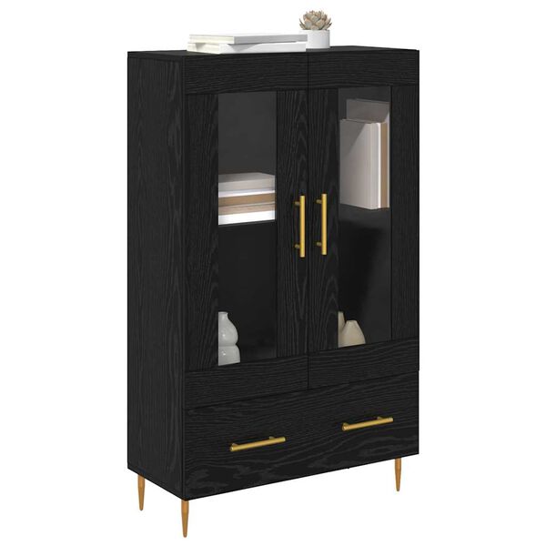 vidaXL Highboard with Drawer Black Oak 69.5 x 31 x 115 cm