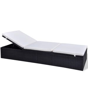 vidaXL Sunlounger Black Poly Rattan