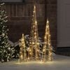 vidaXL Christmas Tree 3 pcs Warm white 20 x 20 x 80 cm PET