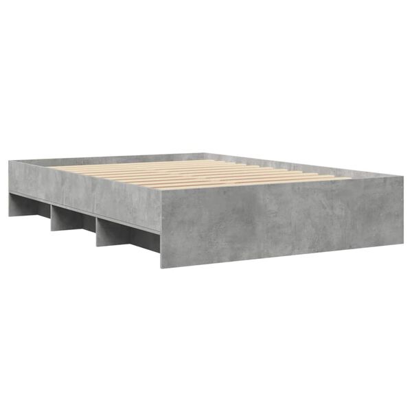 vidaXL Bed Frame without Mattress Concrete Grey 120x190cm Engineered Wood