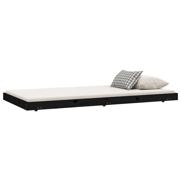 vidaXL Bed Frame without Mattress Black 80x200 cm Solid Wood Pine