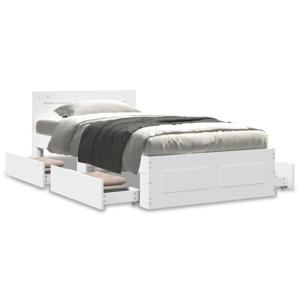 vidaXL Bed Frame with Headboard without Mattress White 75x190 cm Small Single