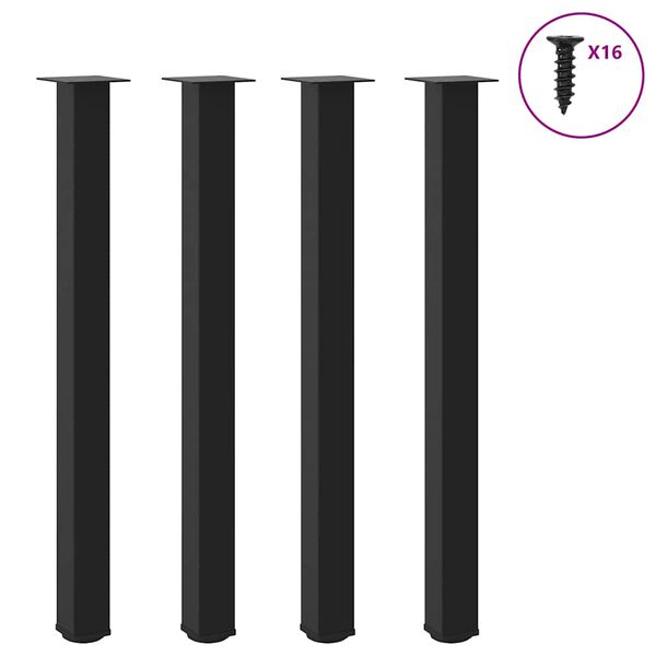 vidaXL Bar Table Legs 4 pcs Black 110-112 cm Steel