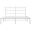 vidaXL Metal Bed Frame without Mattress with Headboard White 140x190cm