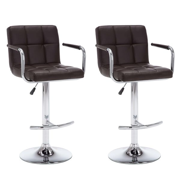 vidaXL Bar Stools 2 pcs Brown Faux Leather