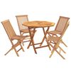 vidaXL 5 Piece Folding Garden Bistro Set Natural Solid Teak Wood