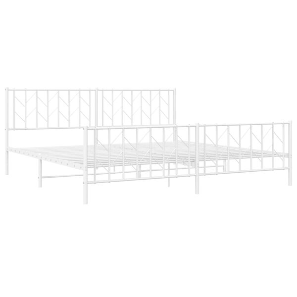 vidaXL Metal Bed Frame without Mattress with Footboard White 200x200cm