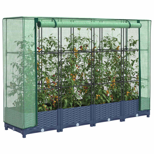 vidaXL Raised Bed with Greenhouse Cover Rattan Look 160x40x123 cm