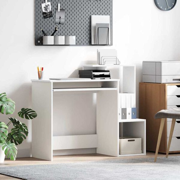 vidaXL Desk with Shelf White 106 x 40 x 88.5 cm Engineered Wood