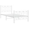 vidaXL Metal Bed Frame without Mattress with Footboard White 90x200cm
