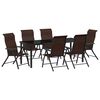 vidaXL Garden Dining Set 7 pcs Brown Powder-Coated Steel