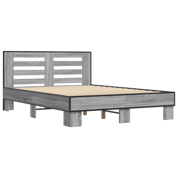 vidaXL Bed Frame without Mattress Grey Sonoma 120x190 cm Small Double