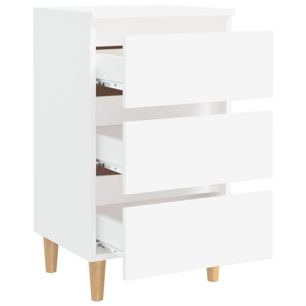 vidaXL Bed Cabinet with Solid Wood Legs White 40x35x69 cm
