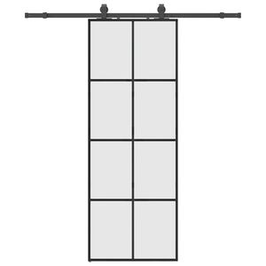 vidaXL Sliding Door with Hardware Set Black 76x205 cm ESG Glass