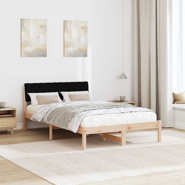 vidaXL Bed frame Brown and black 120 x 190 cm Solid pine wood