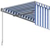 vidaXL Manual Retractable Awning with Blind 3x2.5m Blue&White