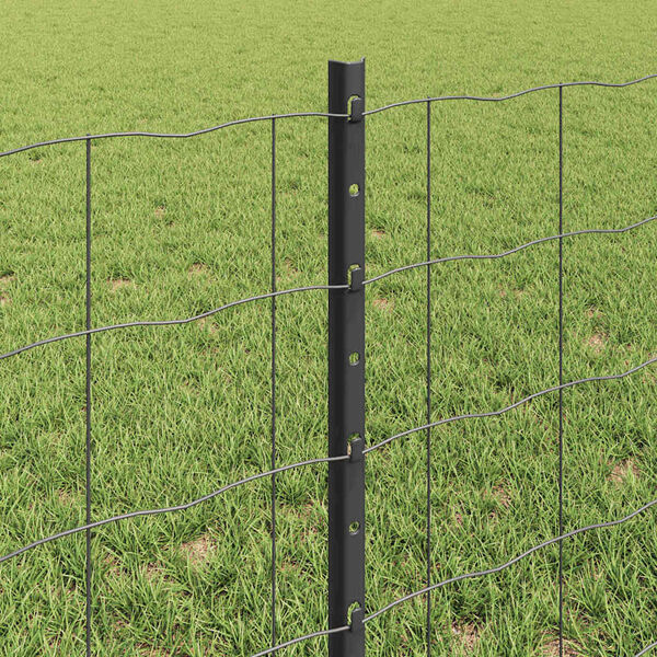 vidaXL Fence with Post Grey 0.6 x 10 m Steel and PVC