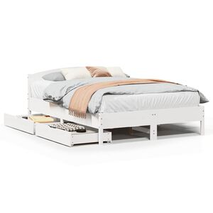 vidaXL Bed Frame without Mattress White 140x190 cm Solid Wood Pine