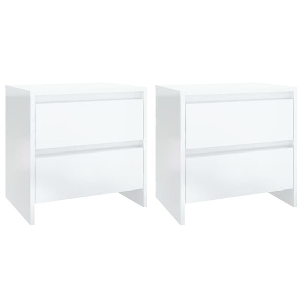 vidaXL Bedside Cabinets 2 pcs High Gloss White 45x34.5x44.5 cm Engineered Wood
