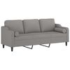 vidaXL 3-Seater Sofa with Pillows&Cushions Light Grey 210 cm Fabric
