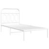vidaXL Metal Bed Frame without Mattress with Headboard White 90x200cm