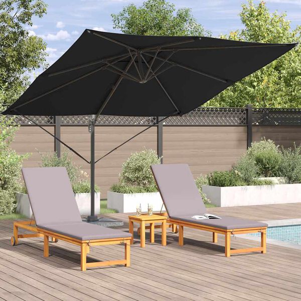 vidaXL Roma Parasol Black 286 x 284 x 265 cm Aluminium and Polyester