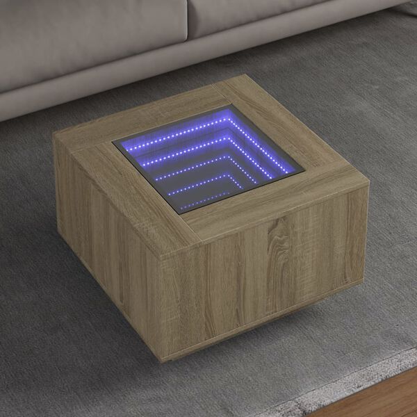 vidaXL Coffee Table with LED Sonoma Oak 60x60x40 cm Engineered Wood
