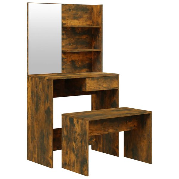 vidaXL Dressing Table Set Smoked Oak 74.5x40x141 cm