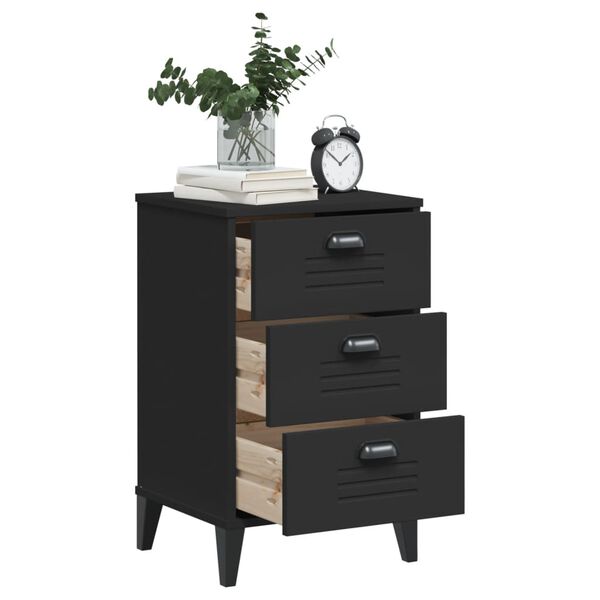 vidaXL Bedside Cabinet VIKEN Black Engineered Wood