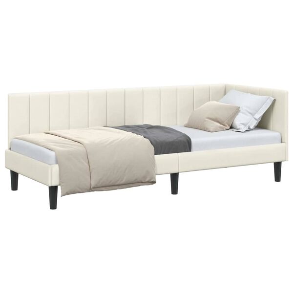 vidaXL Corner Bed Frame with Headboard Cream 80 x 200 cm Velvet