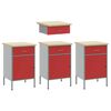 vidaXL Work Cabinet with Drawer with Lock 4 pcs Red 200 x 55 x 85 cm